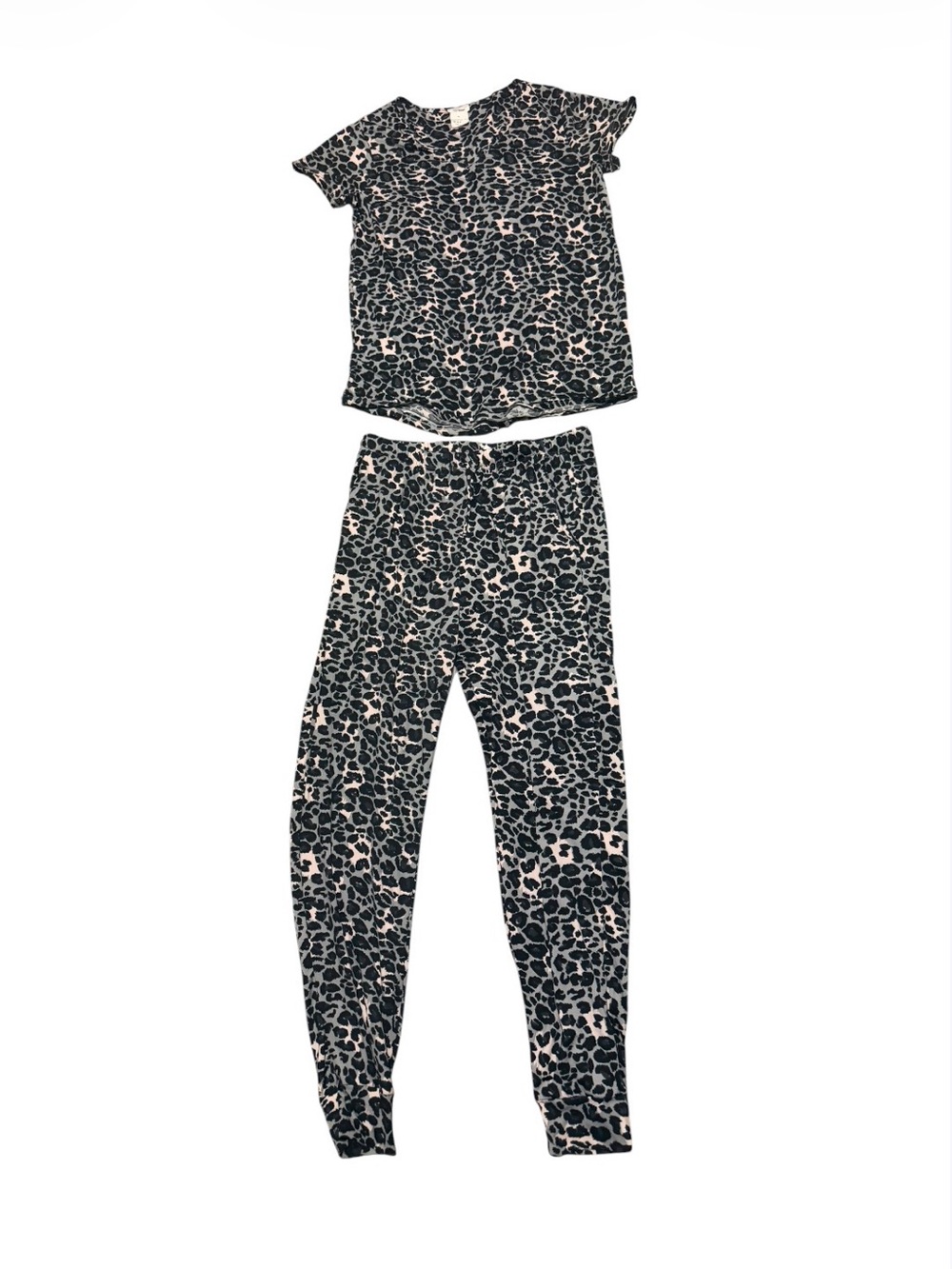 Catherine Malandrino Grey & Black Leopard Print Pajama Set